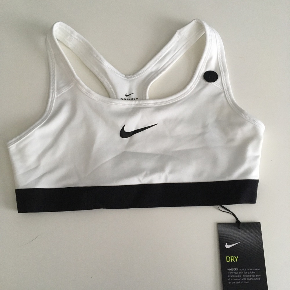 Girls white nike sports bra